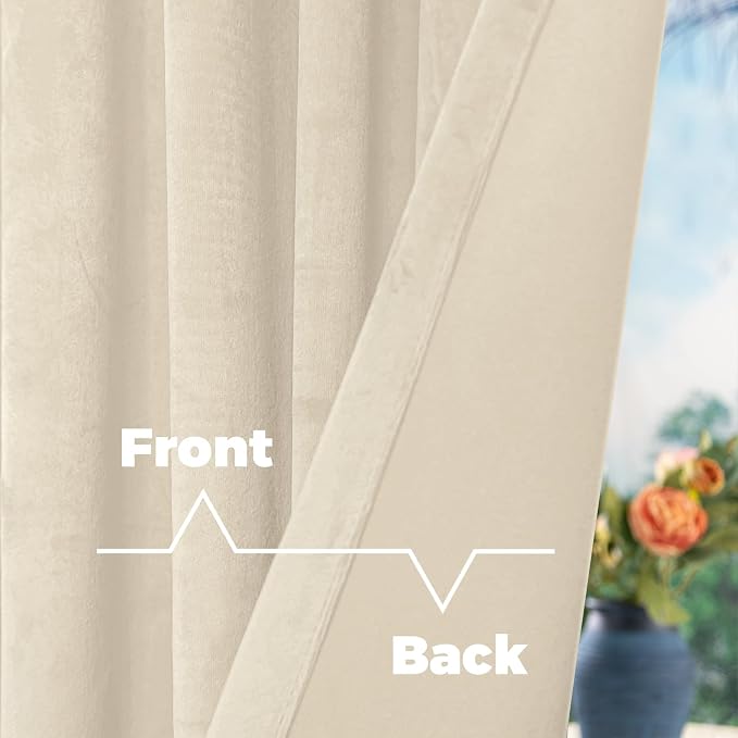 BGment Luxury Velvet Curtains 80 Inches Long for Bedroom, Thick Noise Reduce Thermal Insulated Room Darkening Back Tab and Rod Pocket Window Drapes for Living Room, 2 Panels, 52 x 80 Inch, Cream Beige