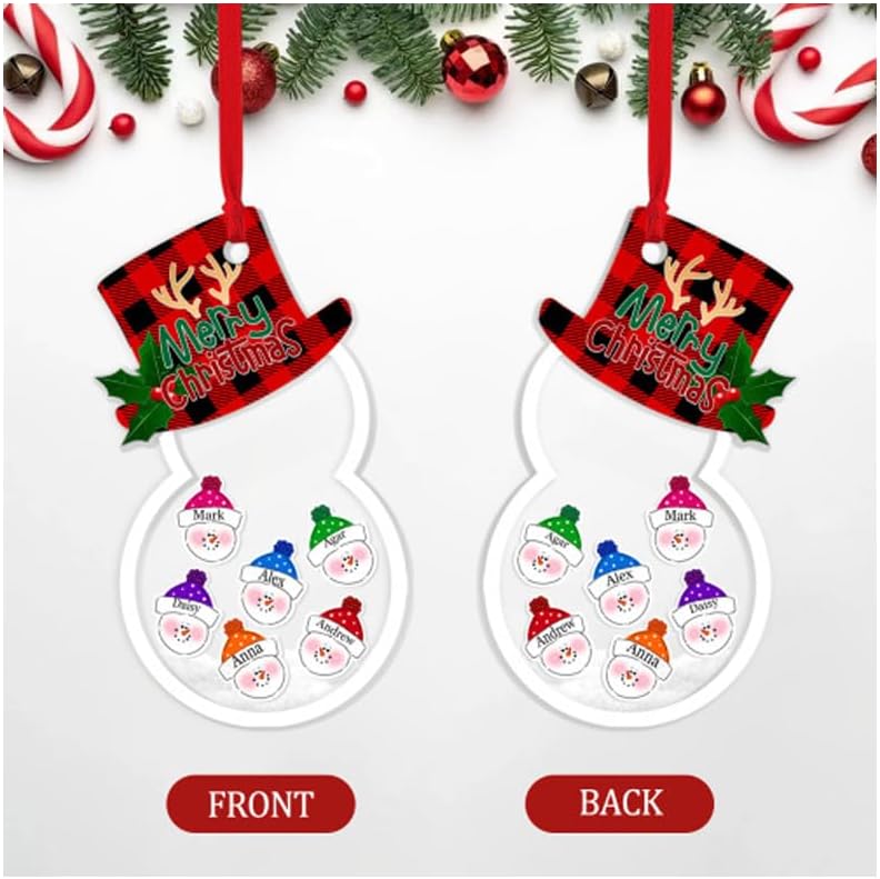 Personalized Christmas Ornaments - Custom Picture & Text Ornaments for Christmas 2024, Baby's 1st Christmas Ornament with Picture for Xmas Tree Custom Gifts for Family, Mom, Dad, Friend (Snowman)