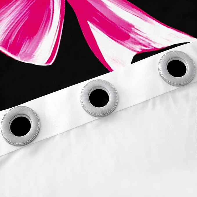 Erosebridal Bowknot Kids Curtain Rose Pink Bow Window Curtain 42" Wx90 L for Boys Girls Teen,Watercolor Bow Tie Window Treatments Black Modern Simple 30%-50% Blackout Curtains for Bedroom