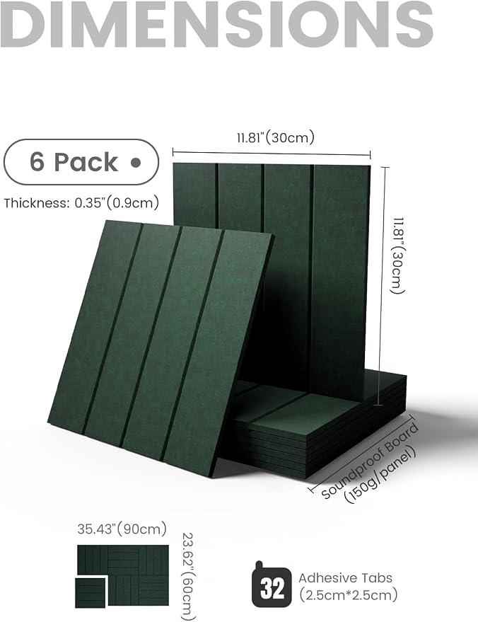 Fluxynara Large Felt Bulletin Board 36"x24" Cork Board Alternative - 6 Pack with 32 Safe Removable Adhesive Tabs, Cork Boards for Walls Cork Board for Home Office Classroom Pin Board- Pine Green