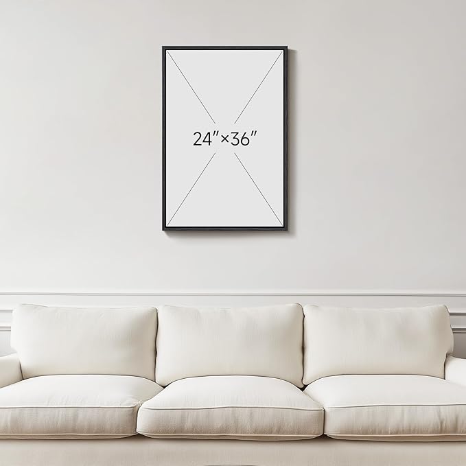 Framed Abstract Neutral Brown Wall Art for Living Room, Modern Boho Color Block Canvas Paintings Prints Artwork for Walls, Vertical Minimalist Pictures Wall Decor for Bedroom Home Office, 24x36 Inch