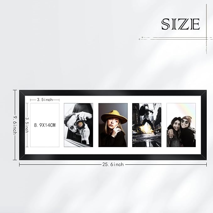 Picrit 8x24 Black Collage Picture Frame 3 Pack, Fits Five 4x6 Photos or One 8x24 Picture, Gallery Frame Set - Poster Frames for Horizontal or Vertical Display