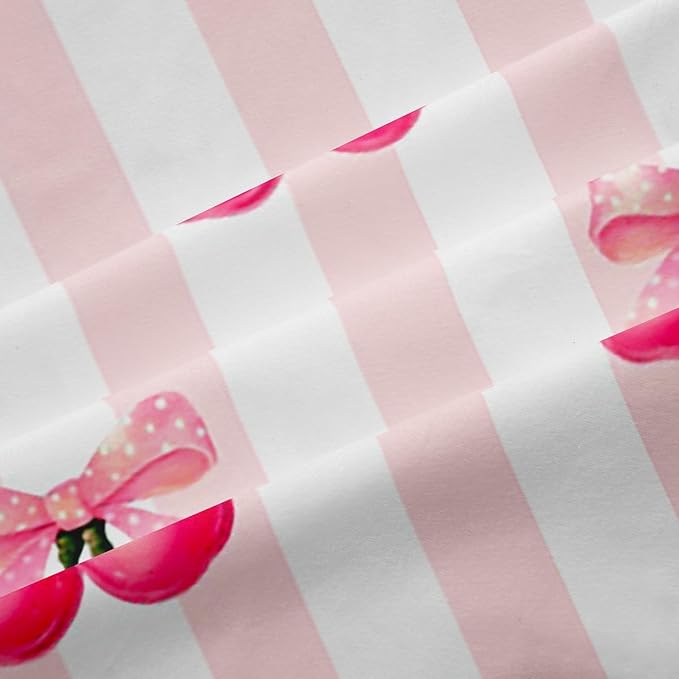 Feelyou Pink Girls Bow Curtains for Bedroom Living Room (2 Panels, 52 x 63 Inch) Kawaii Cherry Prints Darkening Dreapes Boys Teens Decor Bow Blackout Curtains Cute Bowknot Window Treatments