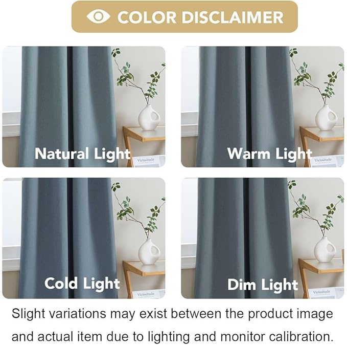 H.VERSAILTEX Linen Look 100% Blackout Curtains 95 Inches Long for Bedroom Full Light Blocking Rod Pocket Linen Textured Thick Window Curtain Drapes with White Backing, Stone Blue, 2 Panels