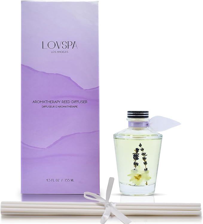 Sleep Lavender Vanilla Reed Diffuser Set with Sticks | Home Fragrance Accessories, Bathroom Shelf Decor, For Home or Office Desk, USA Made