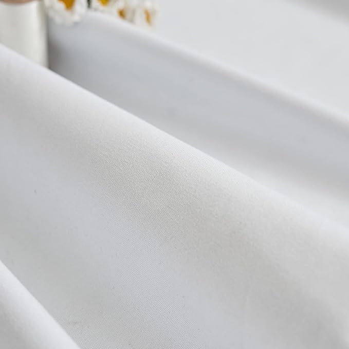 Treatmentex White Blackout Curtains for Bedroom Pom-Pom Thermal Insulated Full Blackout Window Drapes 63inch Length Curtain Panels for Kids Guest Room Hotel 52" Wx 2pcs