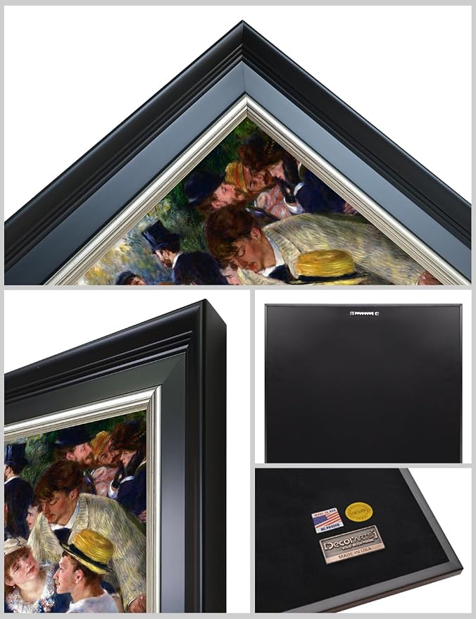 DECORARTS - Luncheon of the Boating Party by Pierre-Auguste Renoir. Giclee Prints on Canvas. Enhance Your Home and Office Decor with this Exquisite Framed Wall Art, Ready to Hang. 21.25x15.25