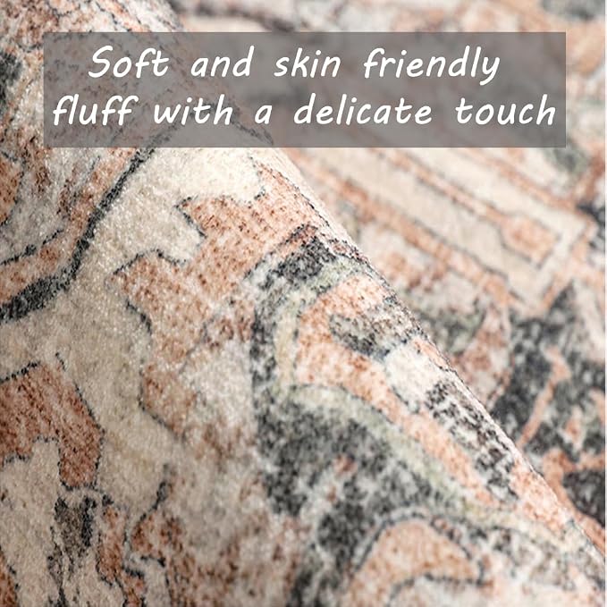 CHAMPLANT Area Rug 2x3 Washable Rug Door Mat Vintage Distressed Doormat Indoor Entrance Traditional Thin Floral Print Non Slip Carpet for Kitchen Bathroom Bedroom Living Room