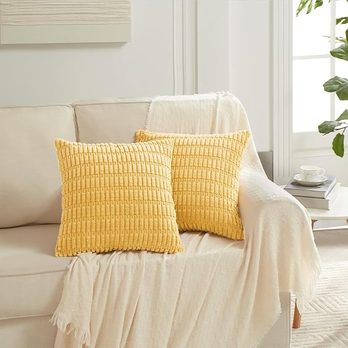 Fancy Homi 4 Packs Decorative Throw Pillow Covers for Living Room Couch Bed, Modern Farmhouse Boho Home Décor Accent Cushion Case, 24" x 24", Yellow