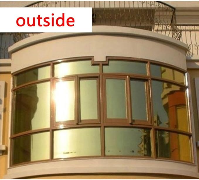 HOHOFILM 60" x 33ft Roll Gold Silver Window Tint One Way Mirror Window Film Self Adhesive Heat Rejection Privacy Protection Sun Blocking