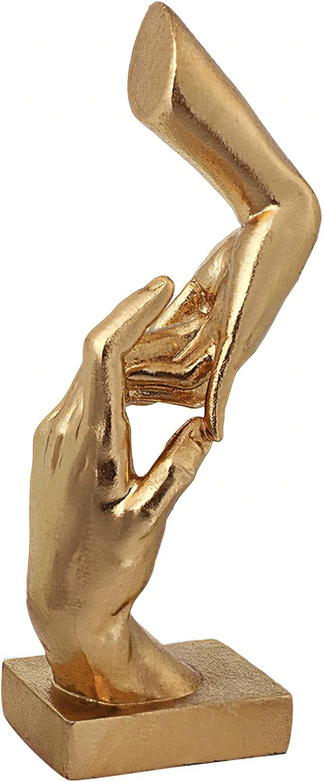 Golden Hands Sculpture Resin Statues Home Decor (Hold Hands) | Gold Hands Shelf Decor Electroplated Resin Statues Office Desktop Home Decor Bedroom Sculpture Indoor/Outdoor Ornament
