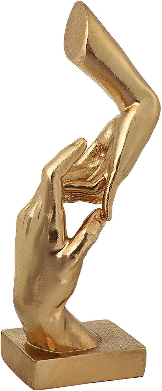 Golden Hands Sculpture Resin Statues Home Decor (Hold Hands) | Gold Hands Shelf Decor Electroplated Resin Statues Office Desktop Home Decor Bedroom Sculpture Indoor/Outdoor Ornament