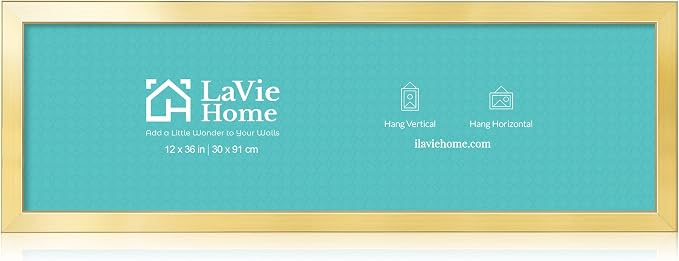LaVie Home 12x36 Picture Frame Gold, Panoramic Picture Frame for Wall Decoration, Classic Gold Minimalist Style Suitable for Decorating Houses, Offices, Hotels（1 Pack）