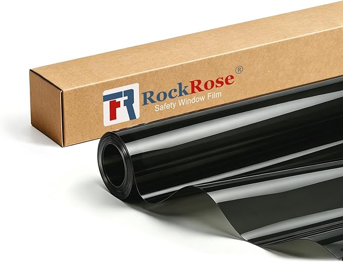 RockRose Window Security Film 20% VLT 99% UV Tinted Film,4 Mil Shatterproof Glass Protection for Home and Office, UV Rejection and Glare Reduction 60 in x 100 FT