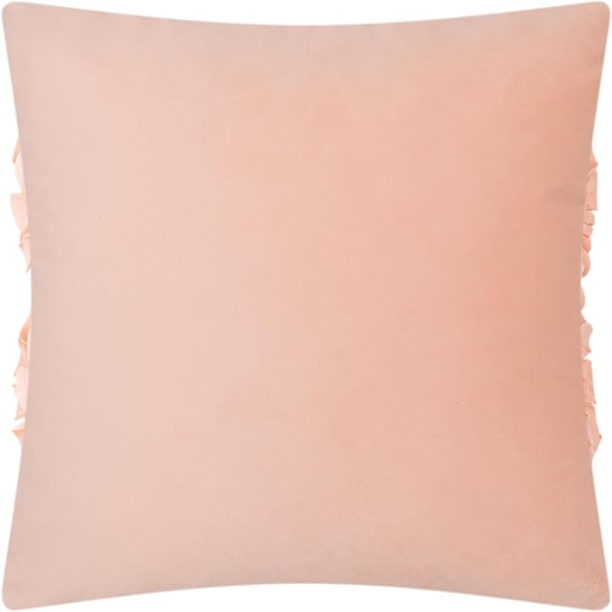 JWH Handmade 3D Flower Throw Pillow Covers Decorative Floral Accent Cushion Cover Velvet Pillowcase for Car Bed Couch Bedroom Decor 18x18 Inch Blush Pink