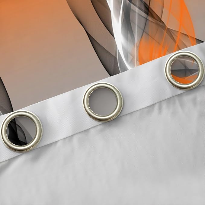 jejeloiu Orange Curtains for Bedroom Living Room Abstract Blackout Shades Strip Lines Room Darkening Curtain Geometric Modern Window Treatments, 2 Panels 52 x 90 Inch Decor