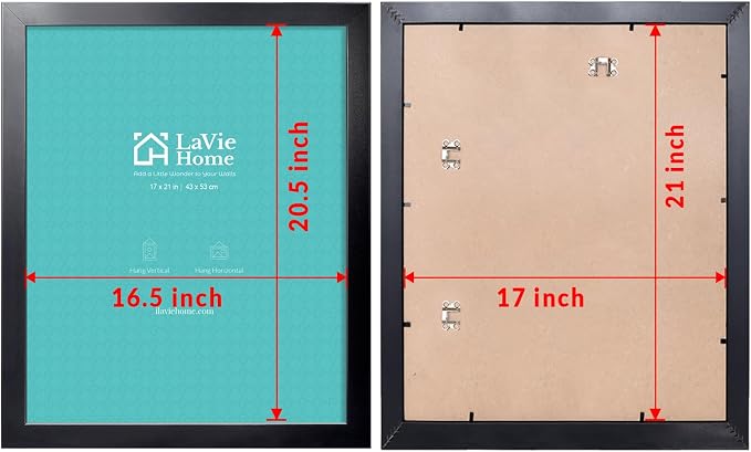 LaVie Home 17 x 21 Picture Frame, 21x17 Poster Frame with High Definition Plexiglass, Horizontal or Vertical Wall Gallery 17 x 21 Poster Frames Suitable for Photos, Artworks, Posters,Puzzle, Black 1pc