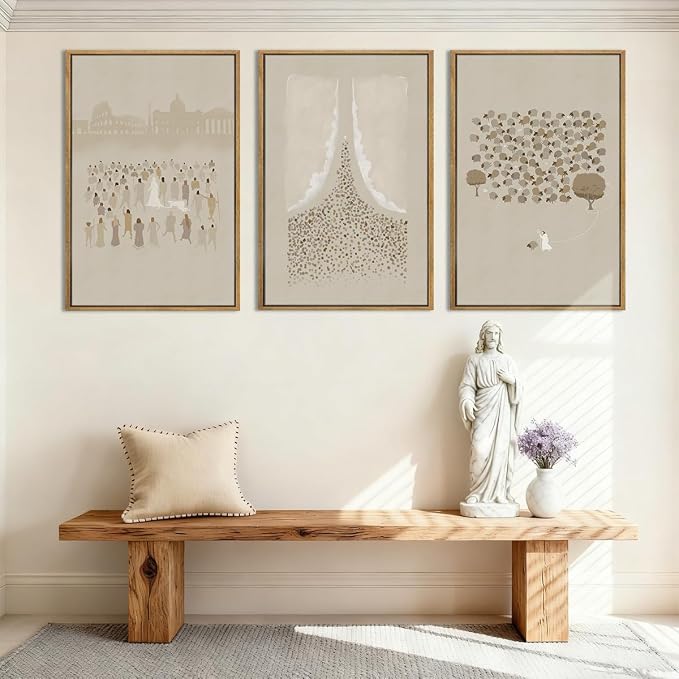 BINCUE Framed Jesus Wall Art Set of 3 Jesus Lamb Wall Decor Lamb of God Art Print Christian Wall Paintings Religious Pictures Christian Jesus Artwork for Living Room Bedroom Church Office Farmhouse 16x24 Inch