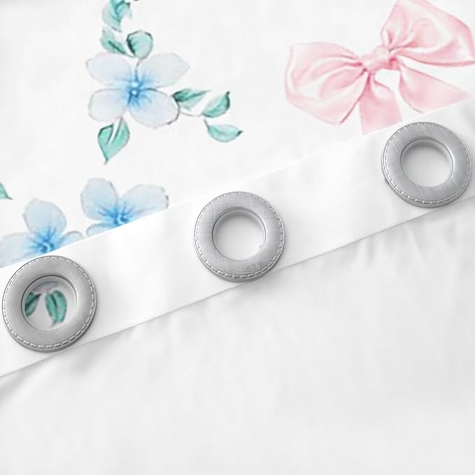 Erosebridal Pink Kawaii Ribbon Bow 42" Wx90 L Curtain for Kids Girls Teen,Blue Flowers Plaid Bowknot Window Treatments Cute Girly Bow Window Curtain Plant Floral Leaves Curtains & Drapes
