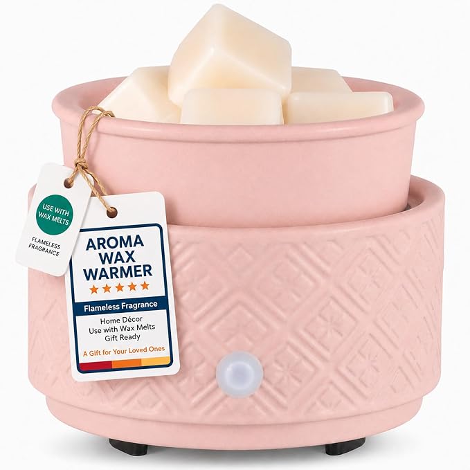 Wax Melt Warmer for Scented Wax,3-in-1Ceramic Wax Warmer Fragrances Candle Oils, Home Fragrance Burner,Electric Candle Warmer Perfect Christmas Gifts for Mom Women(Pink)