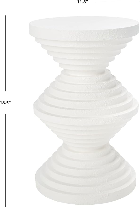 SAFAVIEH Home Collection Glynn Modern White Stacked 19-inch Geometric (Fully Assembled) Accent Table