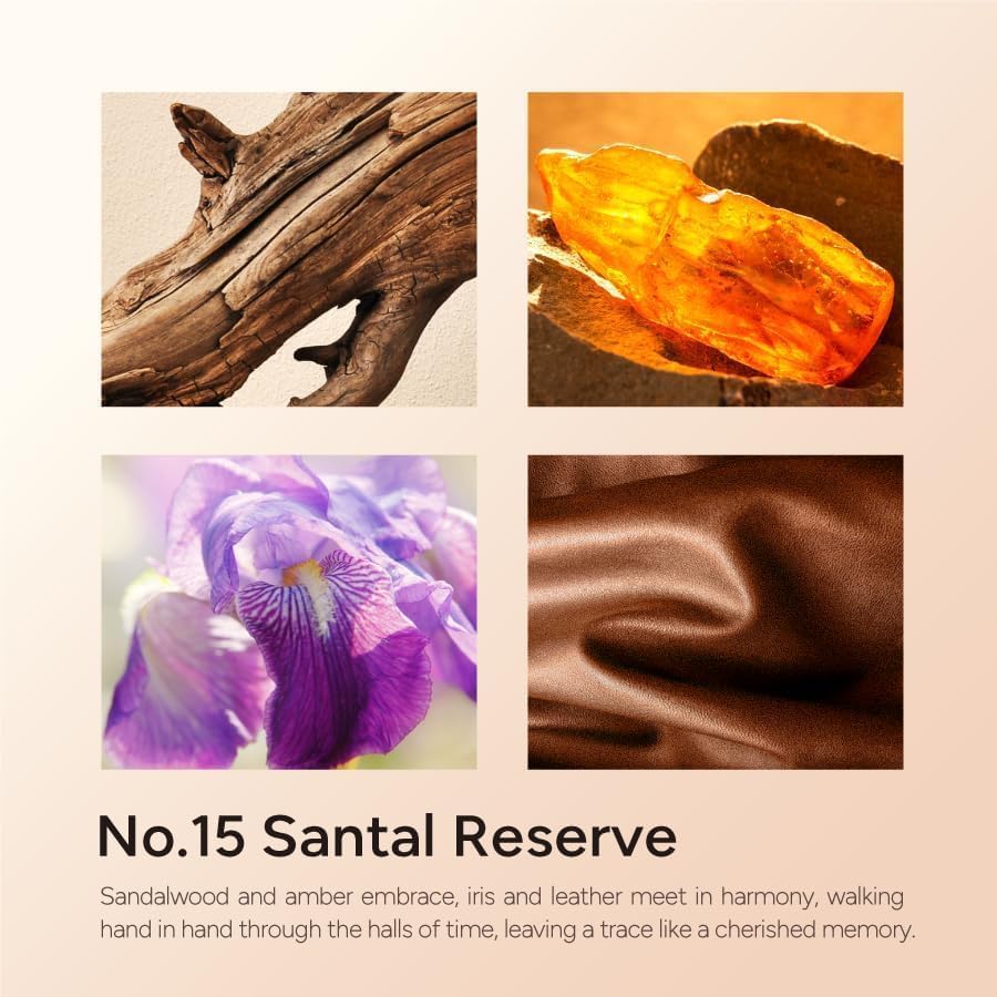 Santal Reserve Luxury Scented Candles, 9oz Soy Wax Candles for Home Scented, Sandalwood, Amber, Iris & Leather Scent, Long Burning Time, Gifts for Women, Men, Sister, Teacher