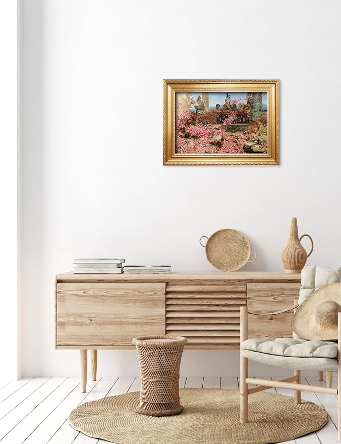 DECORARTS - The Roses of Heliogabalus by Lawrence Alma-Tadema. Oil Painting Reproduction, Giclee Print on Canvas. Ready to Hang,Wall Art for Home and Office Decor. Total Size w/Frame: 21.25x15.25