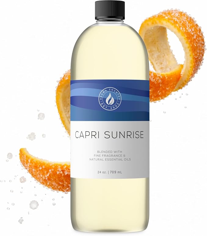 Aroma Country Capri Sunrise Luxury Diffuser Oil Refill (24 Fl Oz) | Hotel-Inspired • Long-Lasting Home Fragrance • for Aromatherapy, Reed Diffusers, Diffuser Machines & Room Sprays