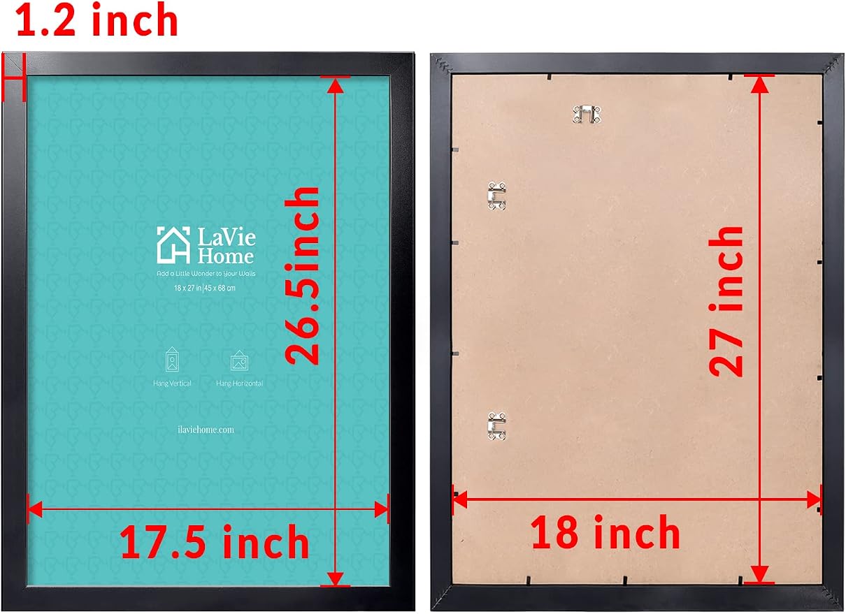 LaVie Home 18x27 Picture Frame Black, Puzzles Frame for Wall Decoration, Classic Black Minimalist Style Suitable for Decorating Houses, Offices, Hotels, Puzzles Posters Photos or Artwork（1 Pack）