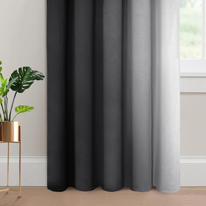 Yakamok Ombre Curtains Black and Greyish White for Living Room,62Wx84L | Room Darkening Curtains 84,Thermal Insulated Gradient Color Drape,Light Blocking Grommet Window Curtains for Bedroom,2 Panels