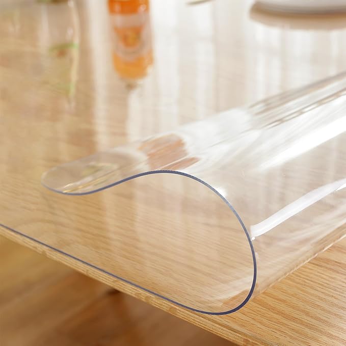 LovePads Clear Table Cover Protector, 28 x 64 Inch 2mm Thick Plastic Table Cover, Table Protector for Dining Room Table, Waterproof Dresser Cover Top for Kitchen, Coffee, Writing Desk