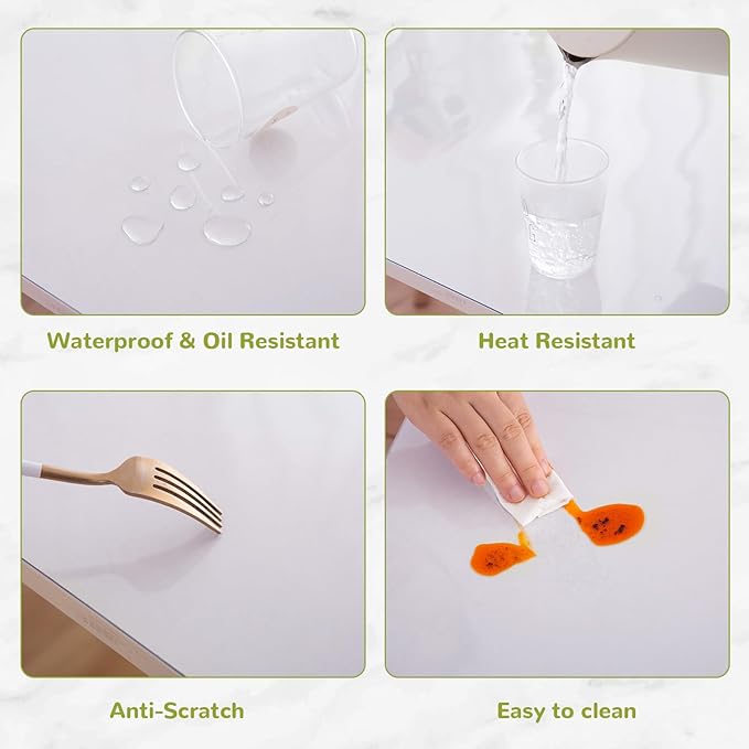 30 x 60 Inch Clear Table Cover Protector, Clear Table Protector for Dining Room Table, 1.5mm Plastic Table Cover, Waterproof Table Pad for Kitchen, Office