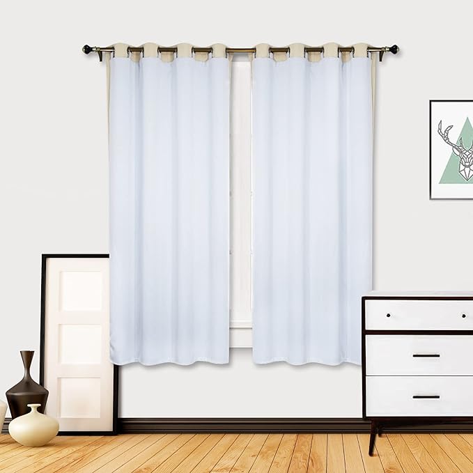 ENJOYBRIDAL Blackout Curtain Liner 50x80 Inch for 84 Inch Curtains, Thermal Insulated Drape Liner with 16 Rings, Room Darkening & Privacy Protection Curtain Liner