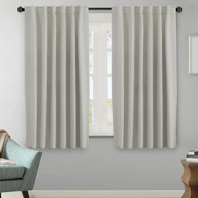 H.VERSAILTEX Blackout Curtains Thermal Insulated Window Treatment Panels Room Darkening Blackout Drapes for Living Room Back Tab/Rod Pocket Bedroom Draperies (2 Panels, Pale Oak, 52 x 63 Inch)
