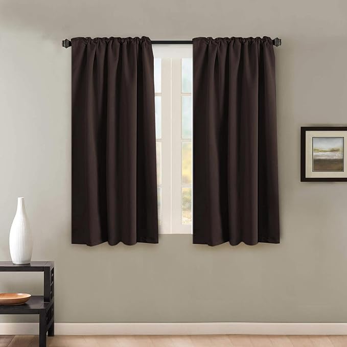H.VERSAILTEX Blackout Curtains Thermal Insulated Window Treatment Panels Room Darkening Blackout Drapes for Living Room Back Tab/Rod Pocket Bedroom Draperies, 52 x 63 Inch, Chocolate Brown, 2 Panels