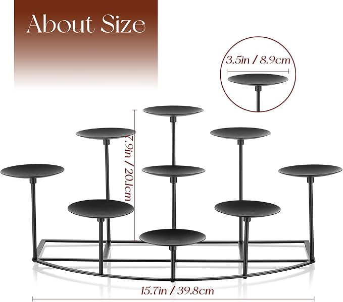 Candeldo Candle Holder for Inside Fireplace, Black Metal Candelabra | Mantle Decor, Floor Candelabras, Table Centerpiece, Candle Stand for Pillar
