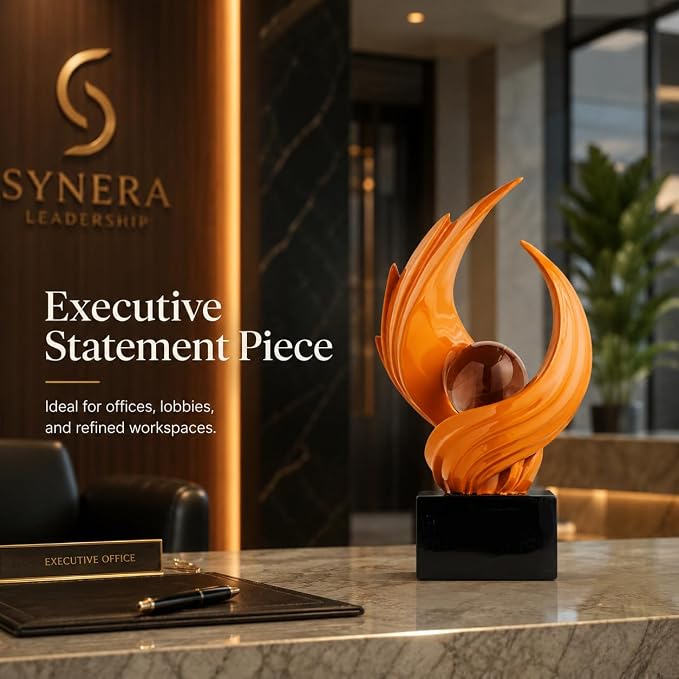 AWNR Gold Abstract Sculpture House Decor Aesthetic - Home Décor Accents for Nightstand, Shelves, Dining Room, Entryway Table, Office, Desk Accessories (Orange B)