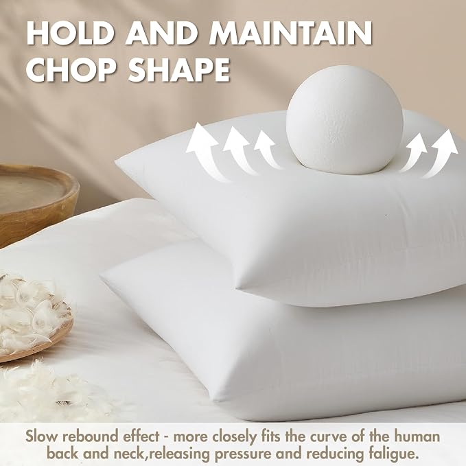 MIULEE 12x20 Pillow Inserts, Premium Feather and Down Pillows Pack of 4 | Fluffy and Choppable DecorativeThrow Pillows for Sofa Bed Couch with Double-Layer Down-Proof Cotton Fabric Cover