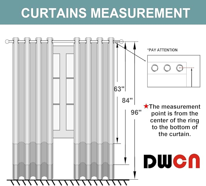 DWCN Grey Ombre Sheer Curtains - Faux Linen Gradient Grommet Top Semi Voile Bedroom and Living Room Curtains, Set of Window Curtain Drapes, 52 x 72 Inch Length