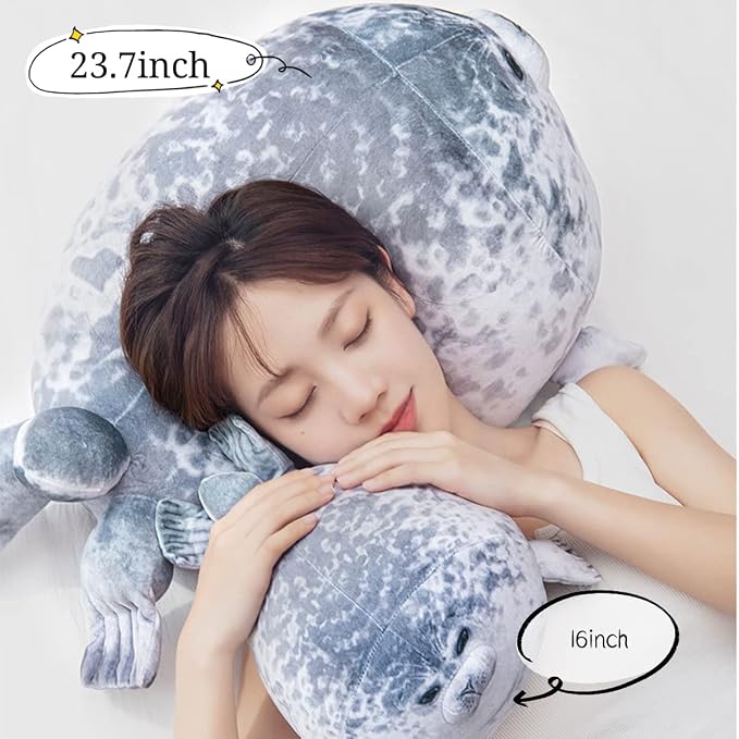 YESGIRL 16 inch Cute Seal Plush Pillow: Soft Stuffed Animal Toy,Chubby Blob Seal Plushie for Boys Girls, Room Decor Hugging Pillow for Bed and Sofa Chair, Kids Gifts for Birthday,Valentine,Christmas