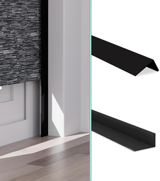 100% Blackout PVC Light Blocking Strips for Window Shades and Blinds, Block Light Along The Sides of Blackout Blinds, Easy to Install. (Black 58" 2pc)