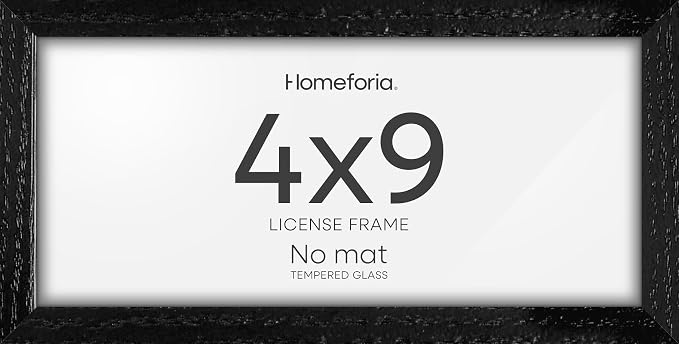 Homeforia 4x9 Business License Frame Black, High End Oak 4 x 9 Black Wood Certificate Frames, 9x4 Wooden Document Frames for Wall or Tabletop, 4 by 9 Picture Frames, Tempered Glass, Wall Kit, Set of 3