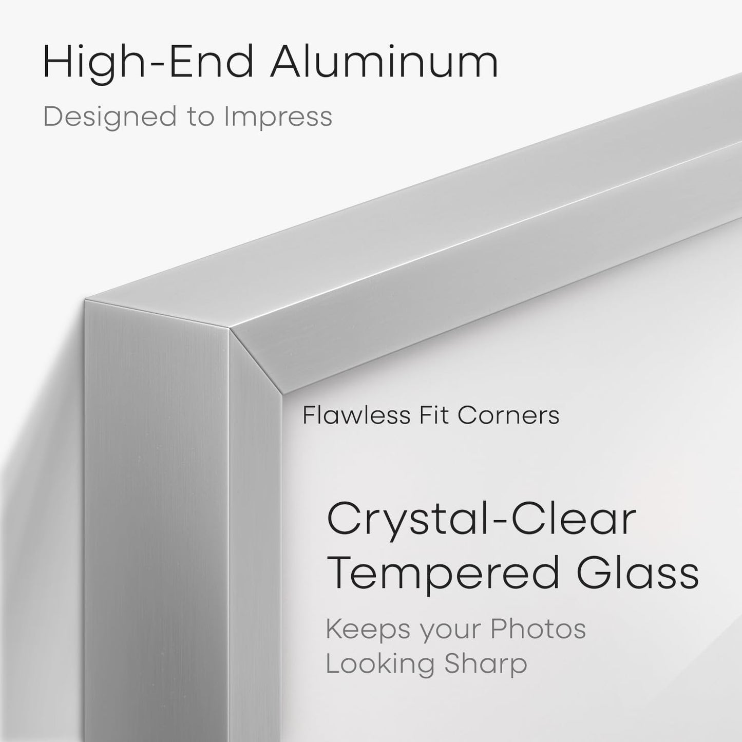 Homeforia 11x14 Picture Frame Silver, High End Metal 11x14 Frames with Mat 8x10, 11 x 14 Silver Poster Frame Matted to 8 x 10 inch Photo, 11by14 Thin Hanging Frames, Tempered Glass, Wall Kit, Set of 1