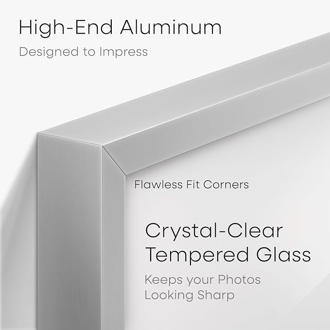 Homeforia 11x14 Diploma Frame Silver, High End Metal 11 x 14 Certificate Frames with Mat 8.5 by 11, 11by14 Document Frame Matted to 8.5x11, Award Graduation Frames, Tempered Glass, Wall Kit, Set of 2