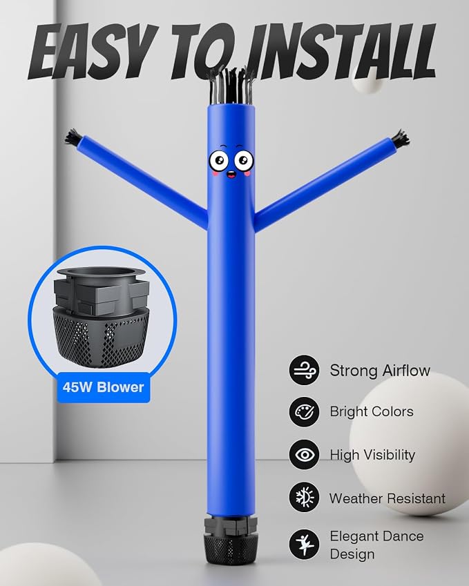 Inflatable Tube Man with Blower: 6 FT Tall Dancing Inflatable Tube Guy for Outdoor Decoration with Mini Blower Fan, for Mall Opening, Business Advertising, and Events (Blue)