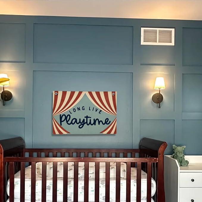 Playroom Kids Wall Decor, Toddler Playroom Decor Hanging Linen Banner,Play Room Wall Decor for Nursery, 20x30 Inch