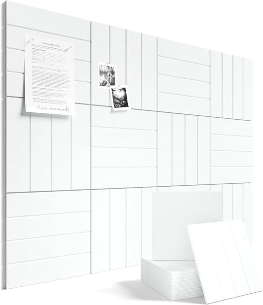 Fluxynara Large Felt Bulletin Board 48" x 36" Cork Board Alternative-12 Pack with 64 Safe Removable Adhesive Tabs, Cork Boards for Walls for Home Office Classroom Pin Board-Cold White