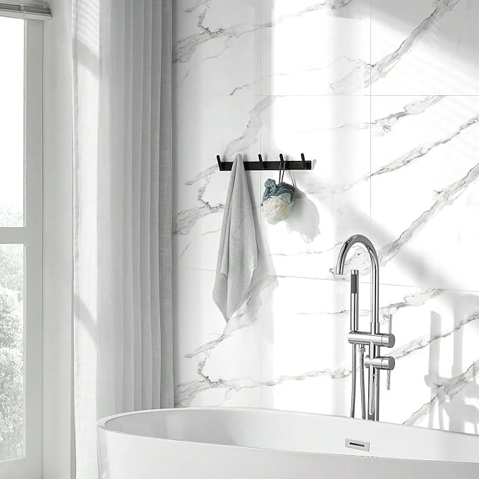 22pcs Thick Marble Peel and Stick Waterproof Wall Panels,Heat-Resistant Backsplash Tile, 23.6"x11.8" PVC Foam Wall Sticker for Kitchen,Living Rooms,TV Walls,White Gray (Not Real Tile 42.6Sq. Ft.)