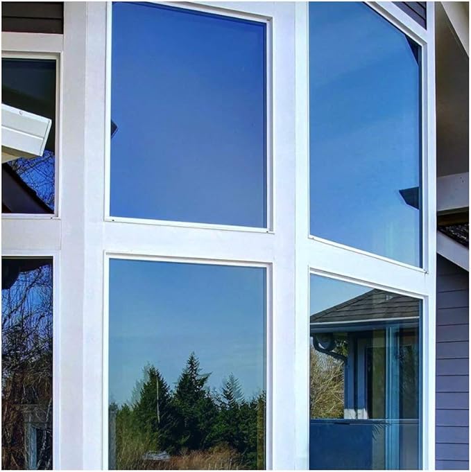 BDF PRBL Window Film Premium Color High Heat Control and Daytime Privacy Blue Outside, Silver Inside - 48in X 24ft