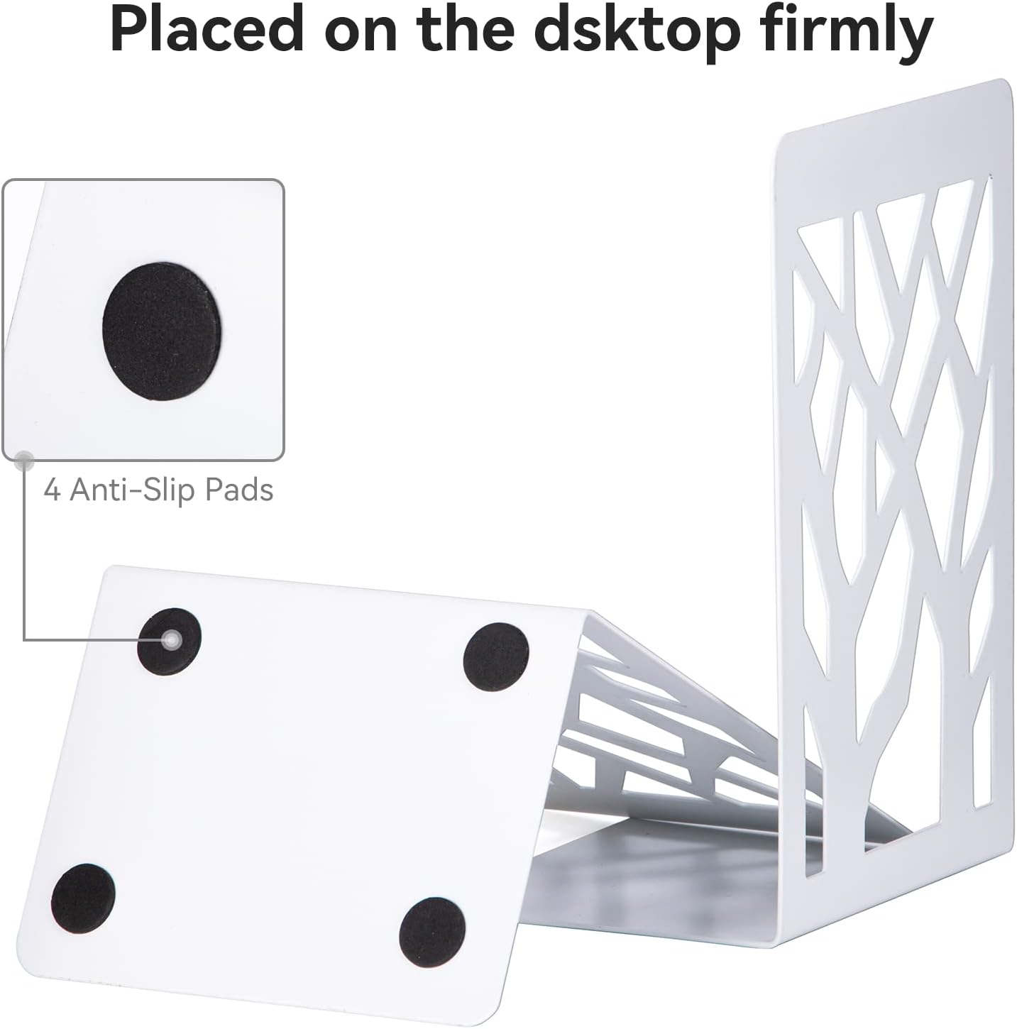 Book Ends, Bookends, Bookends for Shelves, Bookend, Book Ends for Heavy Books, White Metal Book Shelf Holder Home Decorative, Book Stoppers for Shelves, Bookend Supports 5 Pair